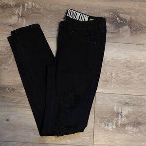 VINTAGE REUNION distressed black skinny jeans